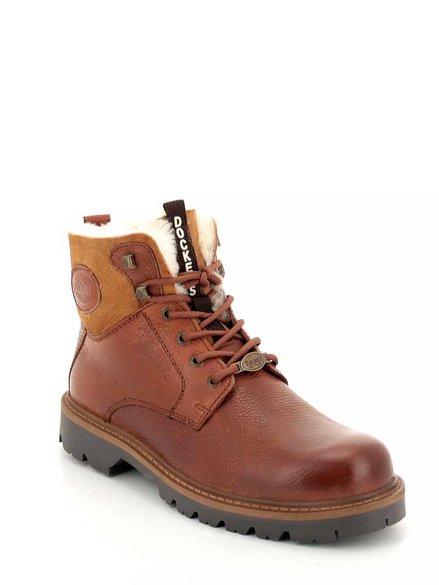 Ботинки Dockers (коньяк) мужские зимние, размер 45, цвет коричневый, артикул 28257 - фото 2